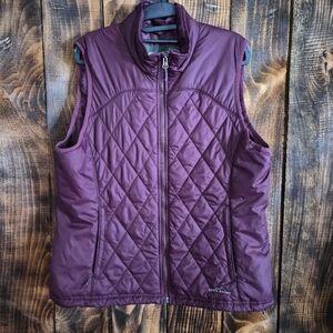 Eddie Bauer Quilted Puffer Vest XL Plum Insulated Zip Outdoor